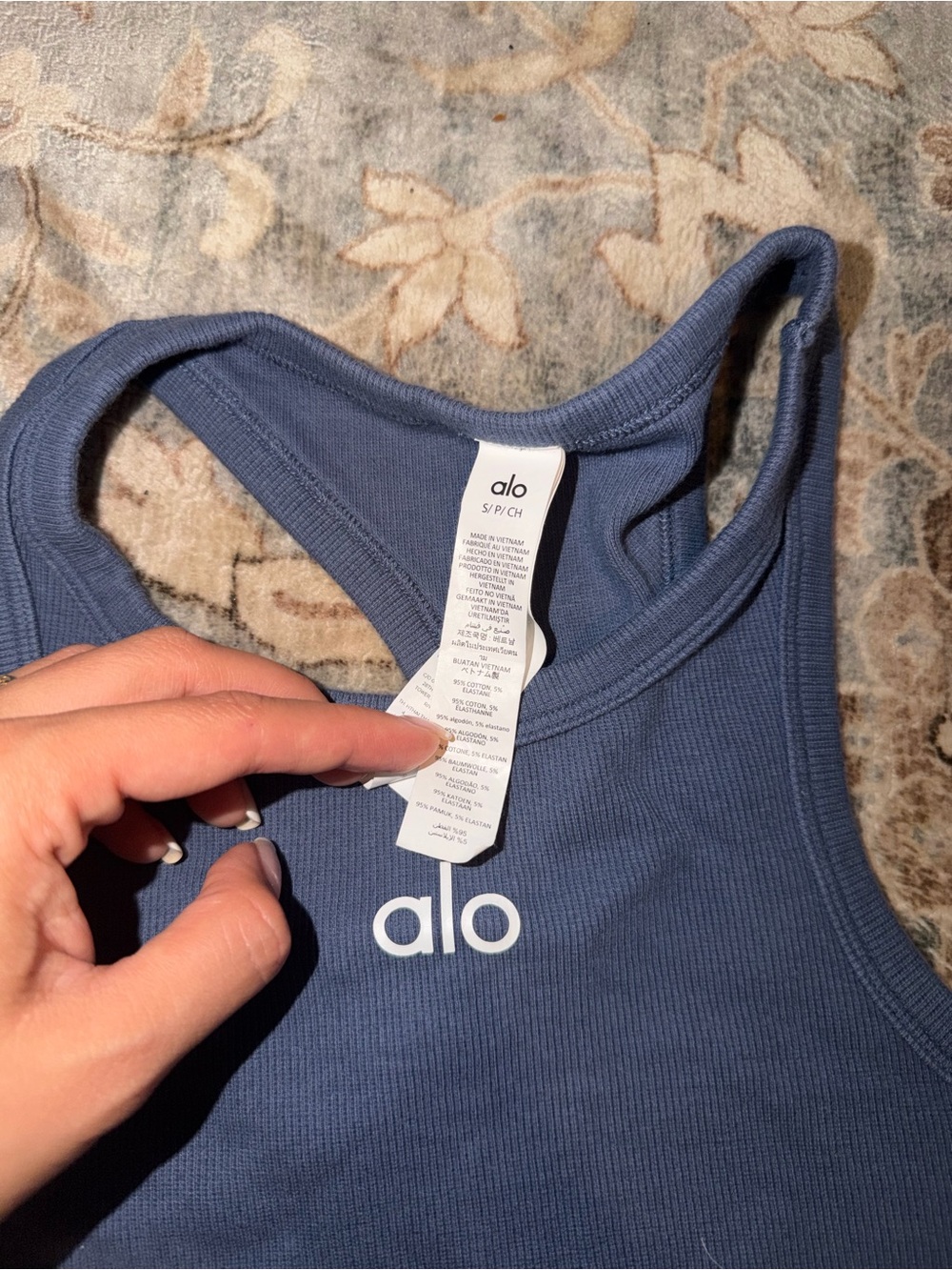 Alo Aspire Tank - Ribbed Racerback One-Piece - Bluestone - Picture 2 of 3